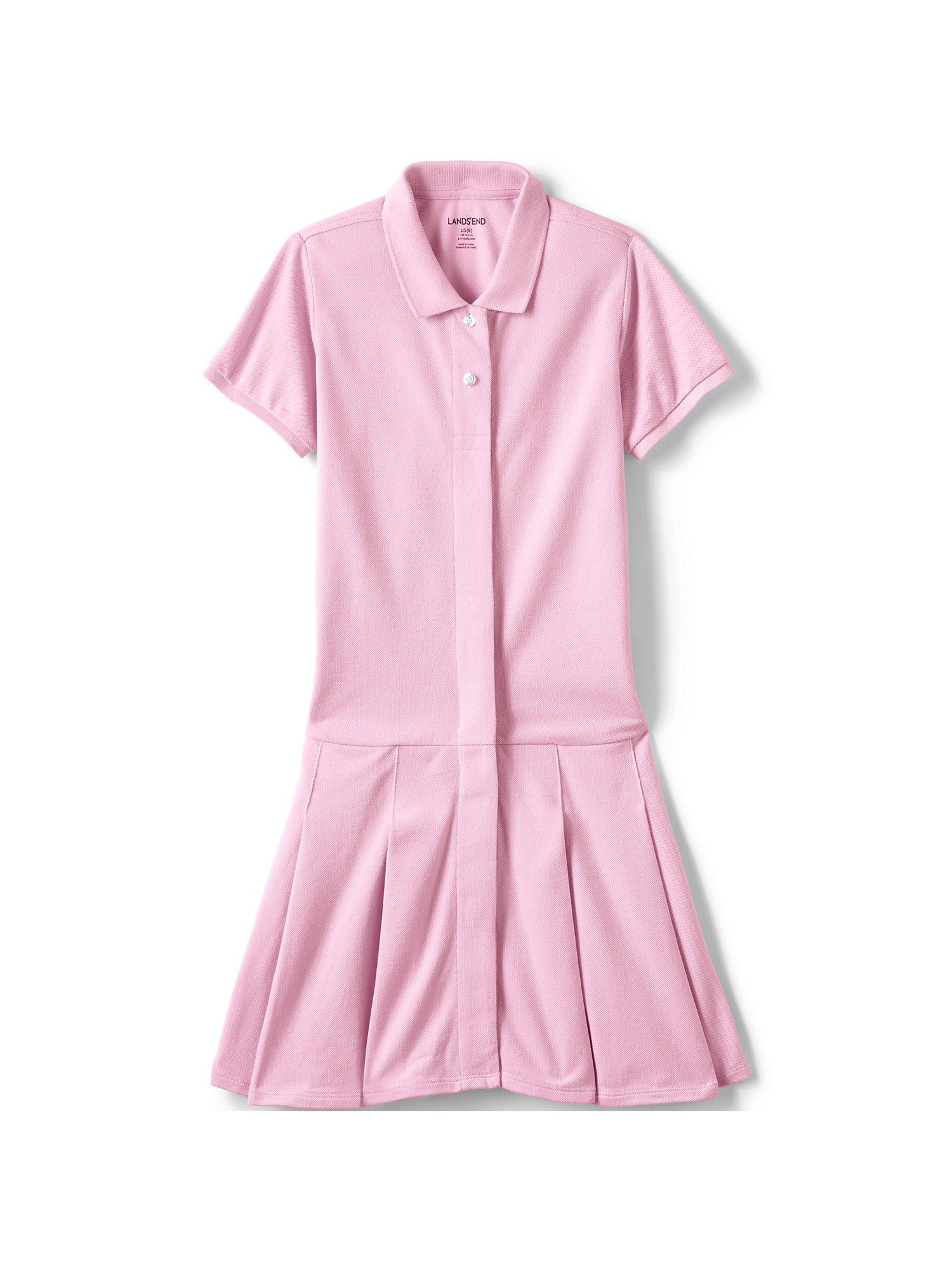 Lands' End School Uniform Girls Adaptive Short Sleeve Mesh Polo Dress at the Knee