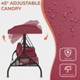 thumbnail image 5 of TLSUNNY 3-Seat Outdoor Porch Swing with Stand and Canopy, Convertible Porch Swing Bed for Adults, W/ Foldable Cup Holders & Removable Pillows, 800LBS, 5 of 11