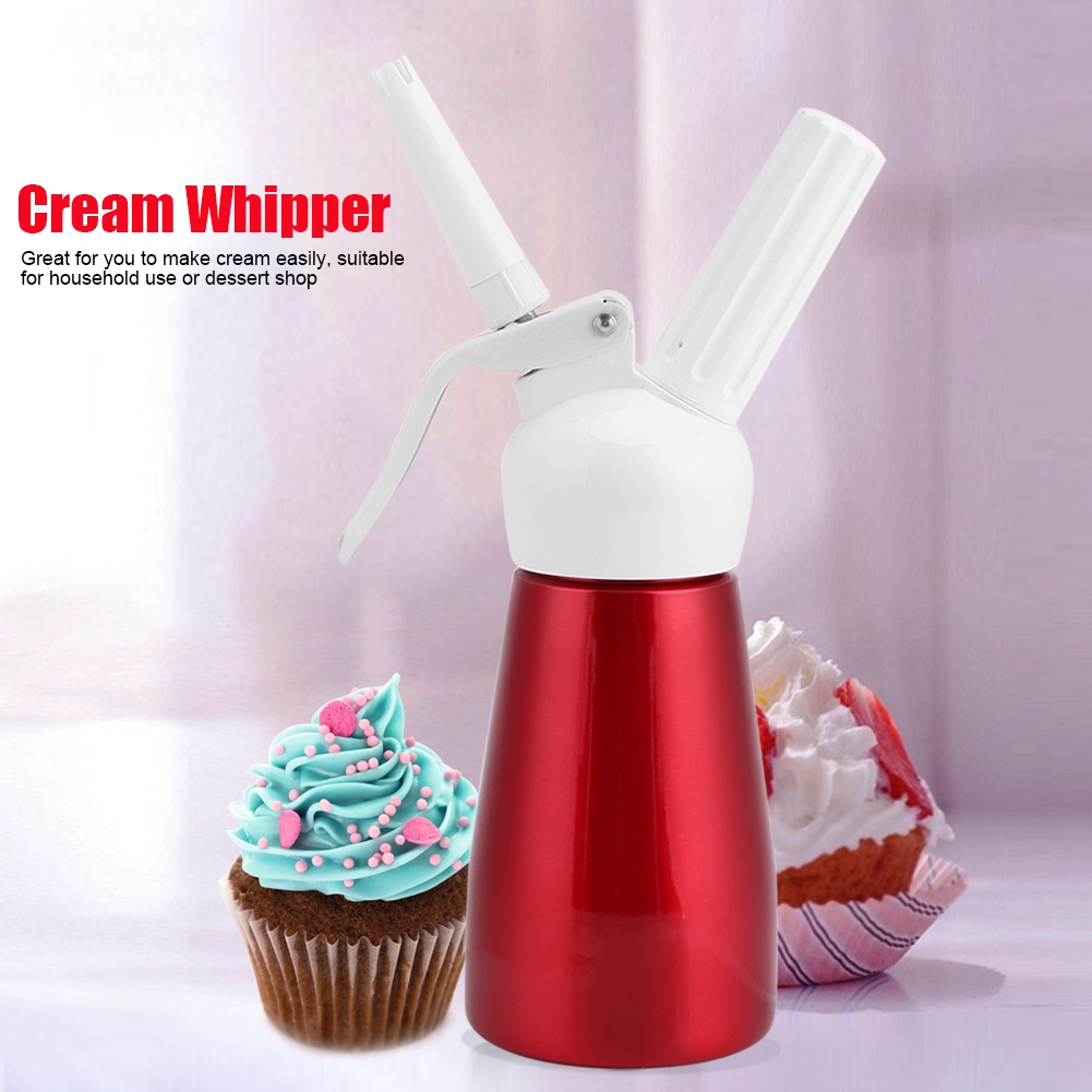 Filfeel Whipped Cream Maker,250mL Portable Red Aluminum Whipped Dessert Cream Butter Dispenser