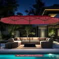 thumbnail image 4 of Costway Parasol de Patio Extra-Grand de 15,5 Pi avec Lumières DEL Solaires et 12 Nervures Robustes Rouge, 4 of 10