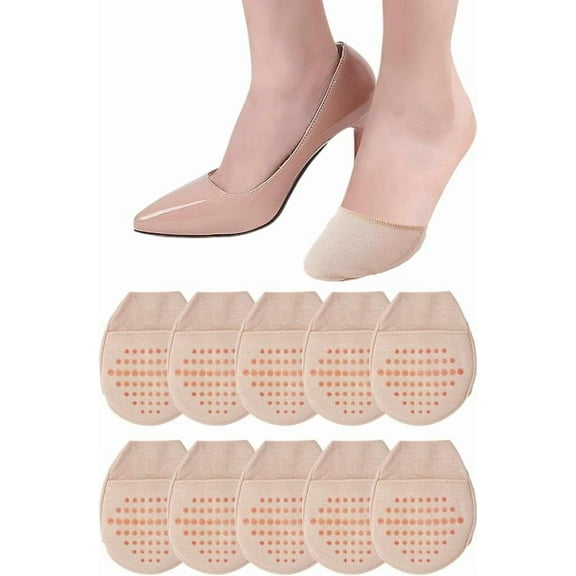 5Pairs 5 Pairs Cotton Toe Topper Half Socks for Women Invisible Socks Wheat 106x86x5.5mm