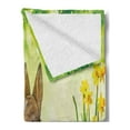 thumbnail image 2 of Easter Bunny Soft Flannel Fleece Throw Blanket, Brown Litte Rabbits Meadow Green Grass Spring Easter Photography, Cozy Plush for Indoor and Outdoor Use, 50" x 60", Multicolor Fern Green, by Ambesonne, 2 of 5