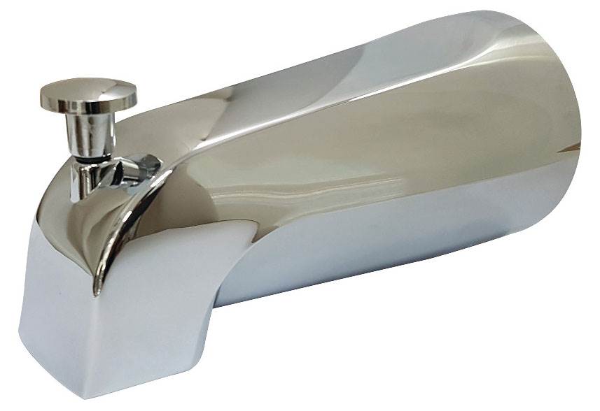 Rear Threaded Tub Spout with Top Diverter in Polished Chrome
