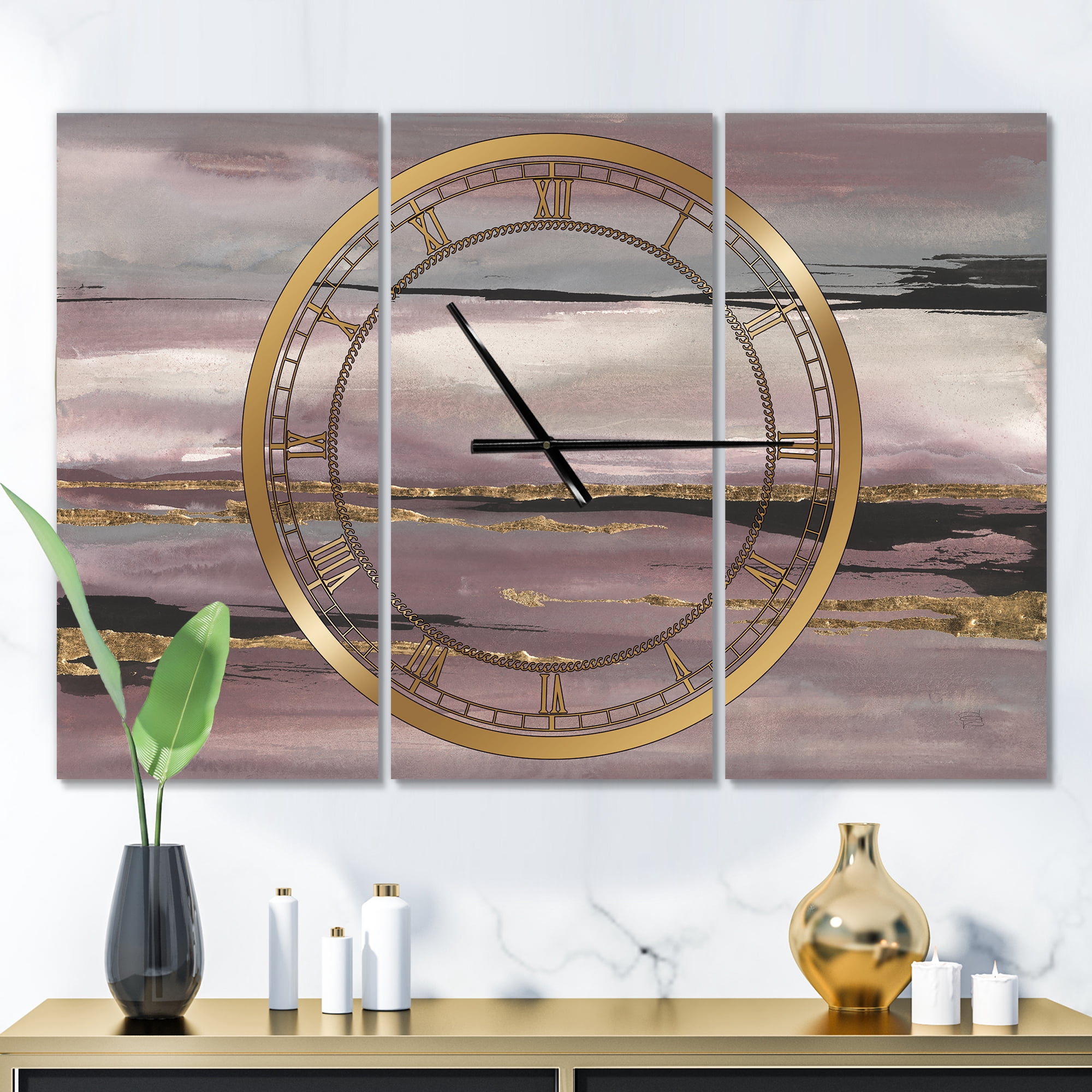Designart 'Purple Glam Storm III' Modern Wall Clock