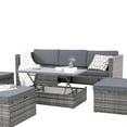 thumbnail image 5 of Patio Furniture, 5 Pieces Conversation Sets Outdoor Wicker Rattan Set with Soft Cushion and Coffee Table, Outdoor Wicker Seasonal Furniture for Balcony, Porch, Backyard, Deck, Garden, 5 of 8
