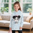thumbnail image 3 of Xoenoiee Girl Bow Stripe Print Long Hoodies for Girls Long Sleeve Hooded Sweatshirts Dress Outwear Fit Tunic Athletic Hooded Pullover Sweatshirt with Pocket Sweater for Teenagers, 11-12 Years, 3 of 7