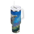 thumbnail image 2 of 40 oz Insulated Stainless Steel Tumbler Double Wall Stainless Steel Tumbler with 2-Way Drinking The Dog Is Running, 2 of 9