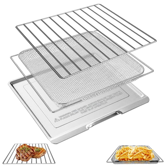 GCQ Air Fryer Replacement Parts for Ninja Foodi 13 in 1 SP351 SP301 Air Fry Toaster Oven, 13.5''×12.3'' Air Fryer Basket Wire Rack Accessories Drip Pan Grill Rack Crumb Tray