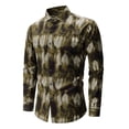 thumbnail image 4 of Men's Hawaiian Long Sleeve Button Down Shirt Casual Untucked Shirts Summer Beach Wedding Textured Shirts Army Green M, 4 of 5