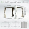 thumbnail image 2 of Domi Outdoor Living 10' x 10'Aluminum Louvered Pergola w/Adjustable Roof Louvers, Full Aluminum Frame & Built-In Gutter System for Deck, Garden, or Backyard, White, 2 of 8