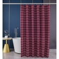 thumbnail image 2 of Extra Long Textured Fabric Shower Curtain 72 Inches Width by 84 Inches Length, Burgundy Checkered Printed Bathroom Curtains, Machine Washable, 2 of 5