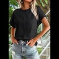 thumbnail image 4 of Blusa de Verano para Mujer, con Cuello Redondo, Mangas y Fruncido Lateral, Color Negro, Talla XL, 4 of 8