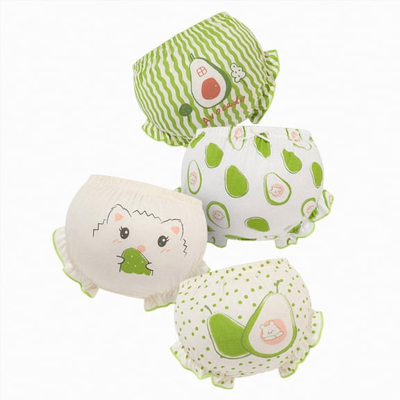 Yindaity Toddler Underwear Girls Baby Cotton Potty Training Underwears Absorbent Training Pants for Girls and Boys(Green,3-4 Years)