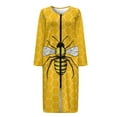 thumbnail image 4 of Xoenoiee Bee Honeycomb Print Zipper Robes for Women Long Sleeves Lightweight House Coat Zip Up Bathrobe Soft Nightgown with Pockets, 4XL, 4 of 7