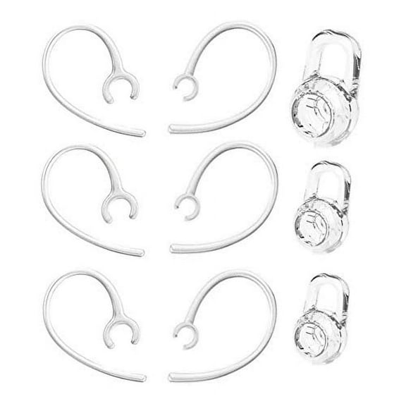 Universal 6 Pack Earhooks w/Replacement Earbuds Ear Gels Tips Small, Medium, Large for Plantronics Voyager Edge Wireless Bluetooth - Clear