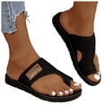 thumbnail image 3 of Yuanlong Womens Sandals Shoes Toe Loop Flat Thong Sandals Solid Color Dressy Daily Outdoor Beach Slide Sandals, 3 of 7