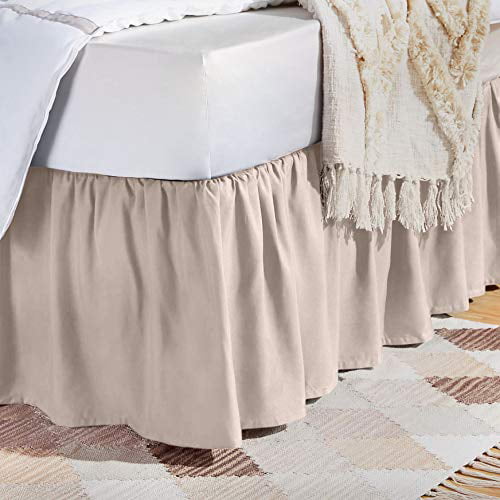 Basics Ruffled Bed Skirt Queen Blush, Ivory Bed Skirt Queen