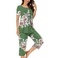 thumbnail image 2 of Nmnitkp Pajamas for Women Set Soft and Friendly Skin Womens Pajama Sets Short Sleeve Sleepwear Loose Casual Floral Pjs Set Capri Pants Lounge Sets with Pockets S-XXXL, 2 of 5