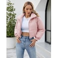 thumbnail image 5 of Chaqueta acolchada ligera para mujer, manga larga, cuello alto, cremallera, chaqueta acolchada recortada, 5 of 5