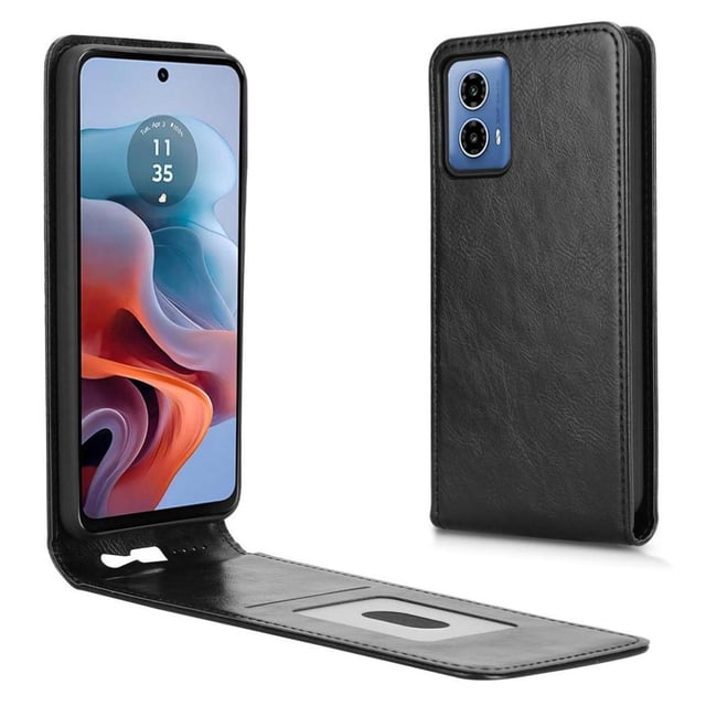 Folio Phone Case for Motorola Moto G34 5G Magnetic Kickstand Cover with Camera Protection Black