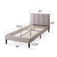 thumbnail image 5 of Zinus Lottie 35" Upholstered Platform Bed with Short Headboard, Beige, Twin, 5 of 10