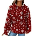 thumbnail image 2 of Simua Merry Christmas Hoodies for Women Print Tops Pullover Drawstring Hooded Sweatshirt with Pocket, 2 of 6