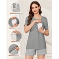 thumbnail image 5 of Avidlove Maternity Nursing Pajamas Set 3 Piece Short Sleeve Postpartum Breastfeeding Top Pregnancy Shorts and Long Pants, 5 of 8
