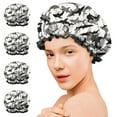 thumbnail image 7 of Shower Caps,Gray Camo Shark Silhouette Pattern Waterproof Shower Cap for Women 4 Pieces,Double Reusable Hair Cover for Shower PEVA Elastic Stretch Hem, 7 of 7