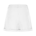 thumbnail image 5 of QATAINLAV Women's Mid Rise Cuffed Folded Hem Bermuda Shorts with Pockets Elastic Waist Hiking Shorts Business Casual Outfits White L, 5 of 10
