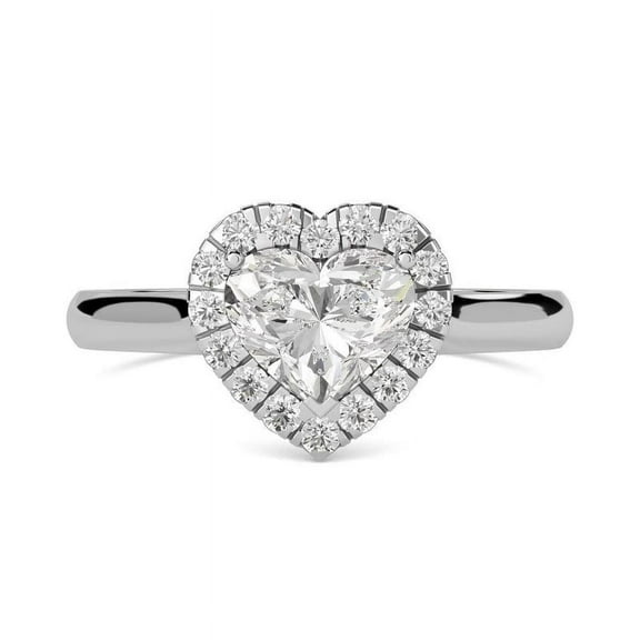 Heart Cut Moissanite Halo Engagement Ring Claw Setting Diamond Ring 14K White Gold Ring Proposal Gift for Her
