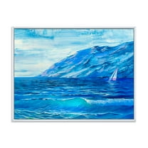 Designart 'Sunrise Glow On The Sea Waves II' Nautical & Coastal Framed Canvas Wall Art Print