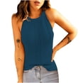 thumbnail image 1 of Pompotops Blouse Sans Manches Décontractée Unie à Col Halter pour Femmes, 1 of 9