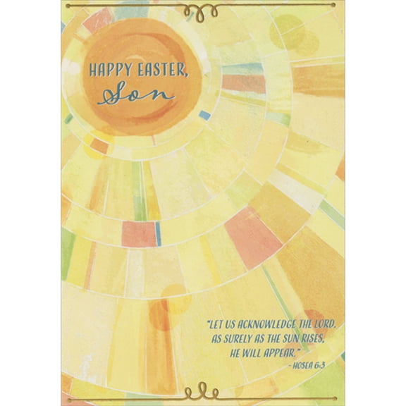 Designer Greetings Let Us Acknowledge the Lord: Sun with Geometric Beams Religious Easter Card for Son