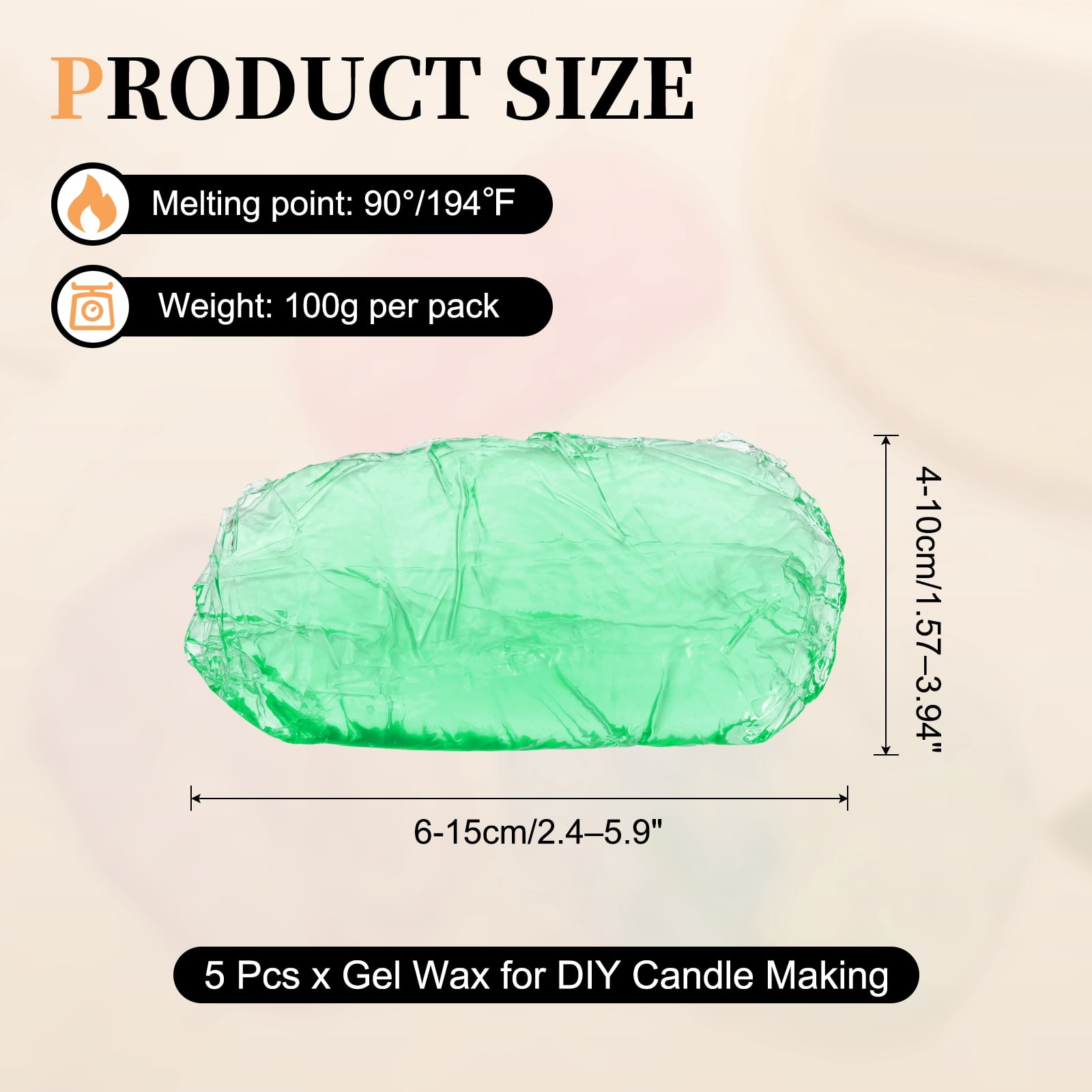 1lb Gel Wax for Candle Making, High Transparency Gel Wax Melts Candles Making Supplies for DIY Handmade Candle Decorative Material Supplies, Green,5pcs