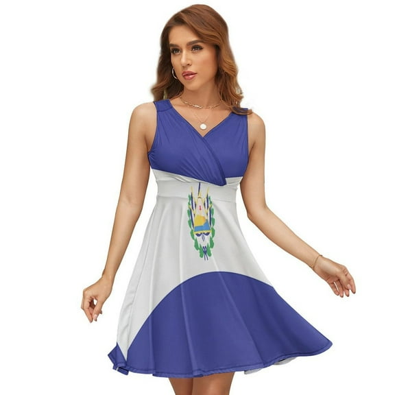 El Salvador Flags Dress Summer Street Style Dresses Female Sleeveless Printed Sundress