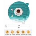 thumbnail image 6 of 13 Inch Round Placemats Set of 4, Ombre Turquoise Waves Non Slip Heat Insulation PP Table Mats, Abstract Art Gradient Modern Washable Place Mats for Kitchen Dining Party Table Decor, 6 of 7
