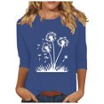 thumbnail image 1 of Plebaso Hauts pour Femmes Manches 3/4 Chemises Imprimées Décontractées Tuniques Col Rond Blouses pour Femmes, 1 of 4