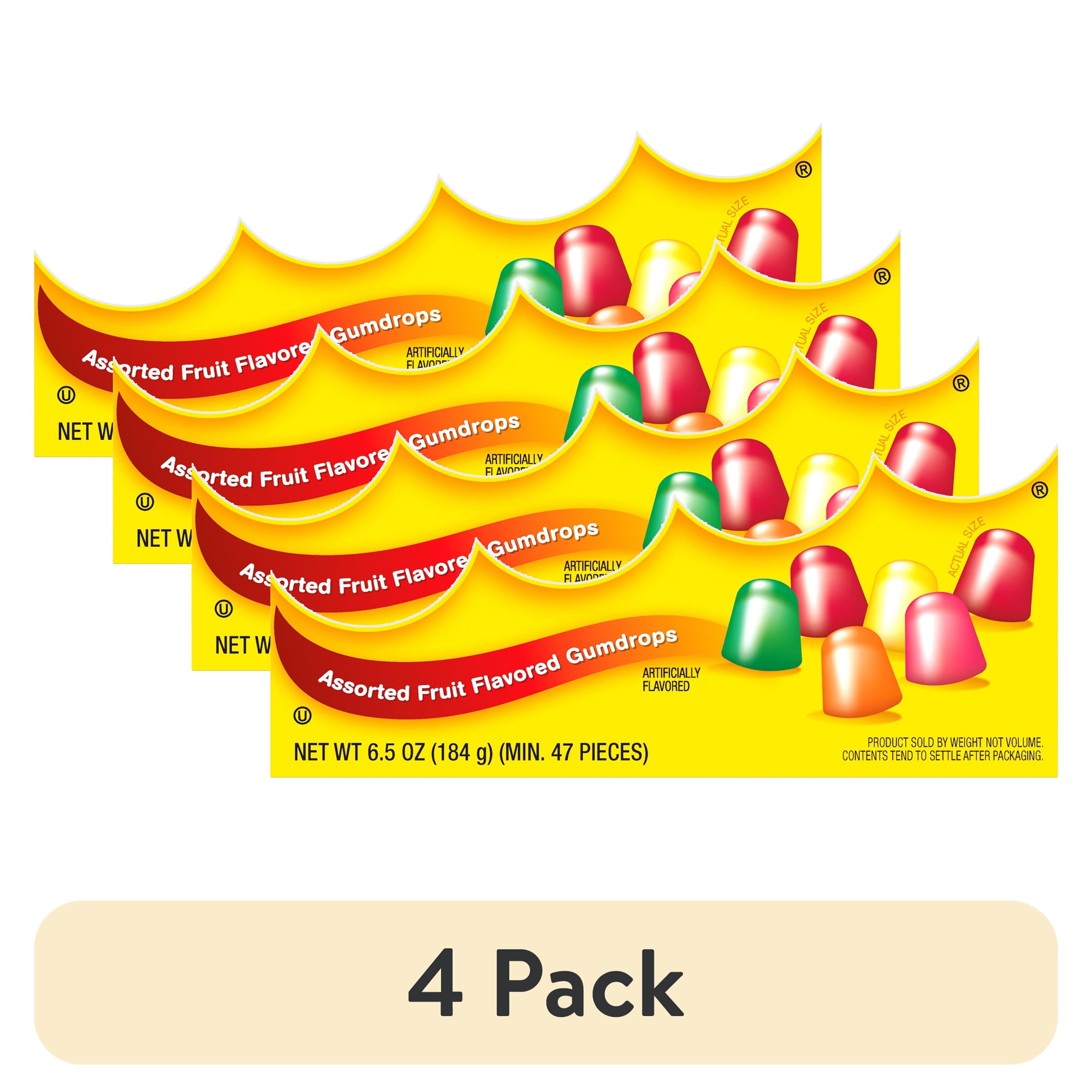 (4 pack) Tootsie Dots Assorted Fruit Flavored Gumdrops 6.5 oz. Peanut-Free Gluten-Free. Theater Box.