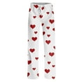 thumbnail image 5 of Womens Love Heart Pajama Pants Heart Graphic Holiday Long Pj Pants Wide Leg Elastic Waist Comfy Relaxed Fit Pants, 5 of 6