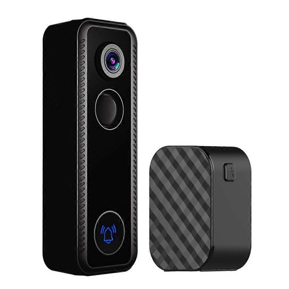 Wireless Doorbell Camera with Chime, 2K HD Video, No Subscription Needed, Night Vision, Human Detection