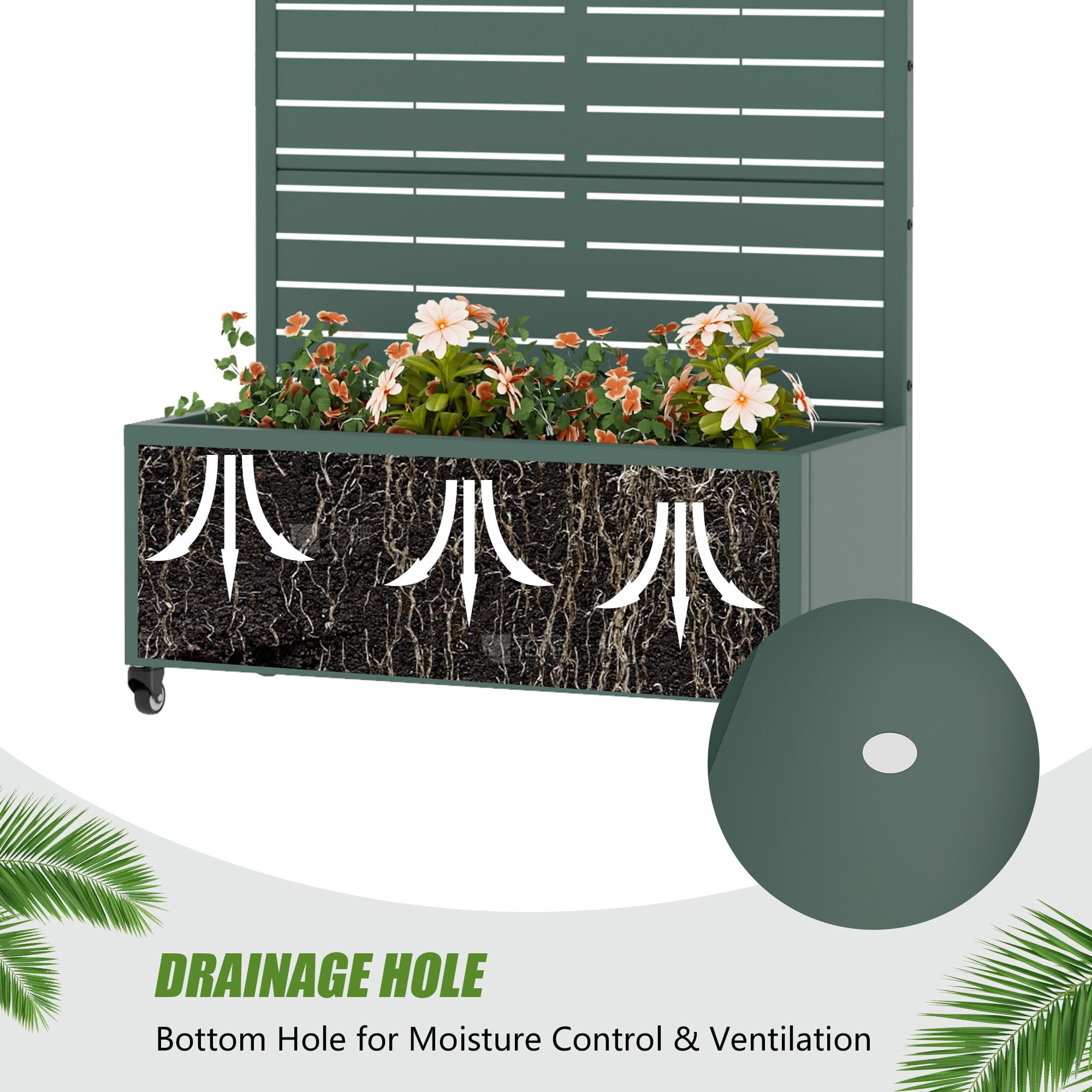 MAYEERTY 72*35in Outdoor Metal Planter Box, Rust Proof Weatherproof Planter, Modern Garden Planter for Patio, Balcony, Backyard