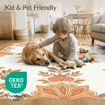 thumbnail image 4 of ODIKA 9'x12' Washable Area Rug Boho Botanical Design With Symmetrical Floral Medallion Peach Fruit Refined for Great Room, Indoor Concept, Large Living Low Pile, Flatwoven, 4 of 7