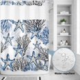 thumbnail image 2 of No Hook Shower Curtain, Coastal Blue Coral Shower Curtains for Bathroom with See Through Top Window, Summer Ocean Starfish Nautical Vintage Waterproof & Washable Bath Curtain 60"x72", 2 of 9