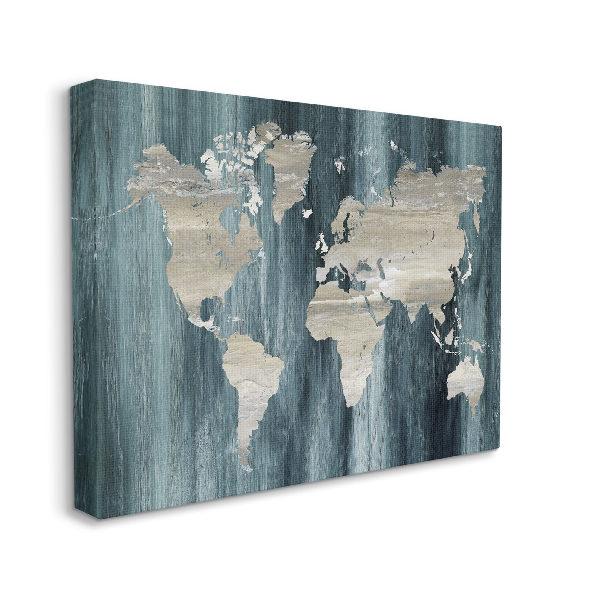 Stupell Industries Rustic Grain Patterned World Map Country Shapes Graphic Art Gallery Wrapped Canvas Print Wall Art, Design by Nan