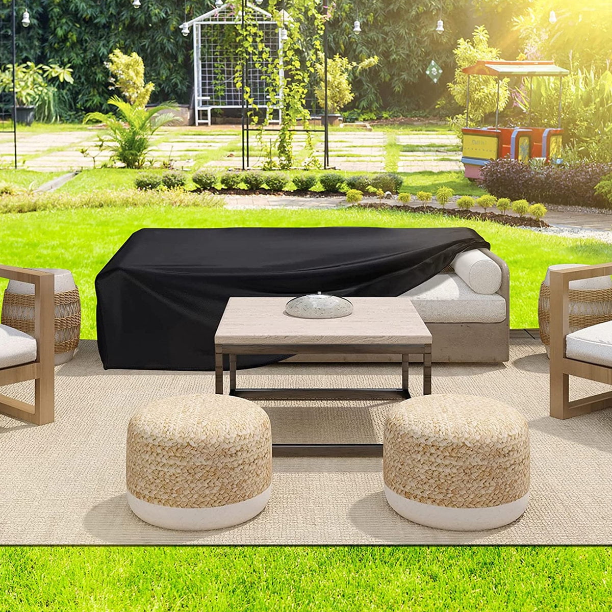 Premium Waterproof Outdoor Furniture Cover - Heavy Duty Patio Sectional Sofas Protector, Windproof & UV Resistant Patio Table Cover,98" L x 78" W x 32" H
