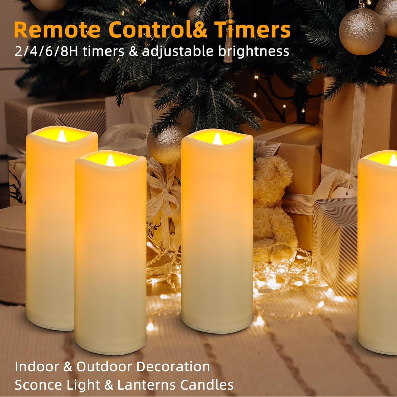 OSHINE Flameless Candles Set of 9 Plastic LED Pillar Candles Battery Operated Candles Outdoor Waterproof Ivory Frosted with 10-Key Remote and Timers