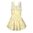 thumbnail image 5 of COEQINE Girls One Piece Tankini Swimsuit with Full Coverage Skirt and Inner Brief, Soft Scoop Neck Swimwear, Secure Fit Comfortable Bathing Suit for 8-9 Years, Floral Cross Yellow, 5 of 8