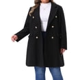thumbnail image 2 of DARING DIVA Women's Plus Size Winter Pea Coat Double Breasted Notch Lapel 3X Black, 2 of 6