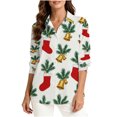 thumbnail image 2 of Womens Tops Long Sleeve Christmas Shirt Button Down Shirt Casual Beach Shirts,Blouse for Women White M, 2 of 6