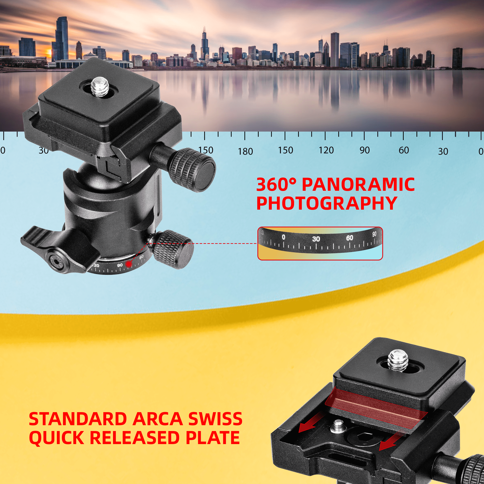 Zeadio Heavy Duty Metal Tripod Kit with Arca Ball Head - Universal Phone Vlogging Kit, Cell Phone Stand & Travel Tripod for iPhone/Android, Camera, Gimbal, Action Cam Etc